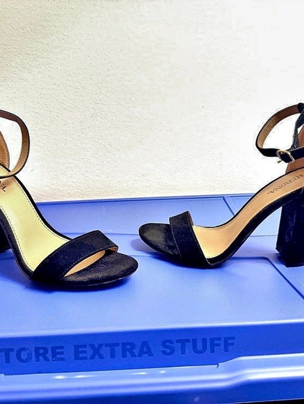 Merona Black Ankle Strap Block Heel Sandals